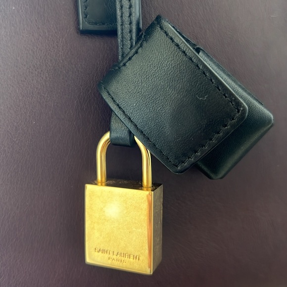 SAINT LAURENT SMALL SAC DE JOUR LEATHER TOTE BAG IN UMBER,NERO - Picture 3 of 16